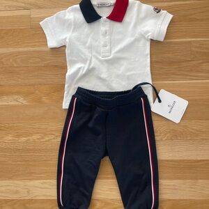 Moncler White and Navy Kids Matching Set